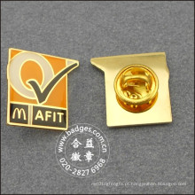 Emblema quadrado do ouro, Pin de lapela do metal da Epoxy-Gotejamento (GZHY-BADGE-025)